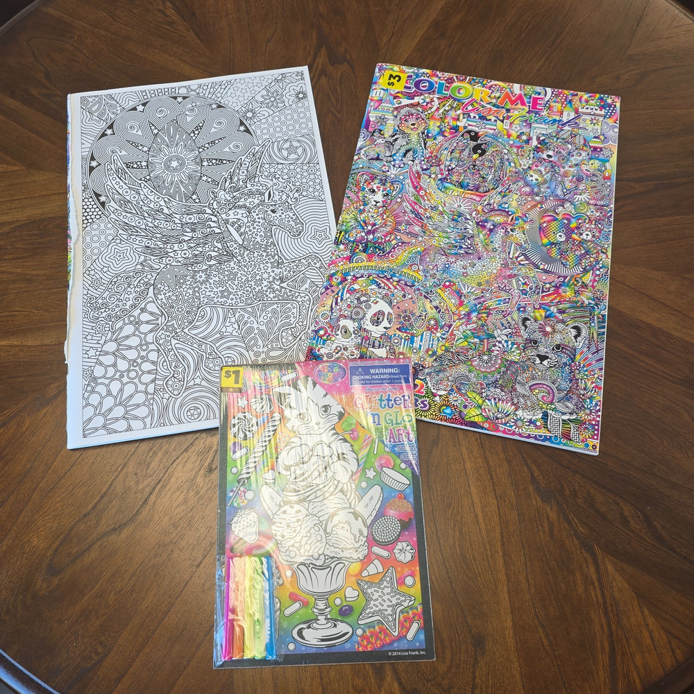 Lisa Frank Poster Coloring Pads Lot 21 Posters Glitter N Glo Markers 2014